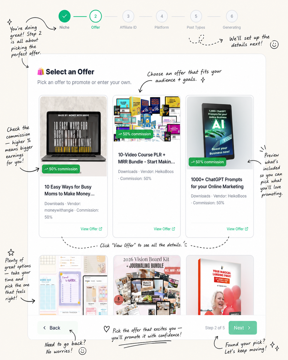 Pick your niche and an affiliate offer inside ProfitEngines