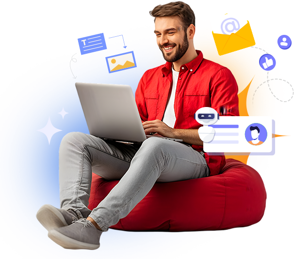 Entrepreneur receiving automated content, traffic, leads and sales