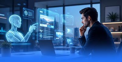 Business owner automating a company blog
